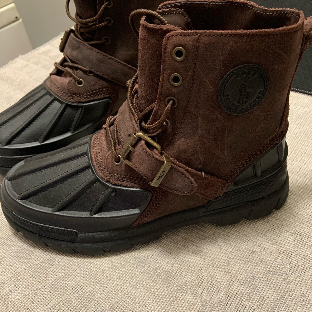 Ralph Lauren Men's Dark Brown and Black Oslo Rain Boots